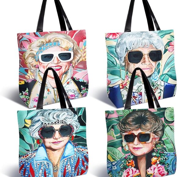Girls Tote Bags 4 Pack Canvas Large Shoulder Handbags for Work Travel Beach - Picture 1 of 6
